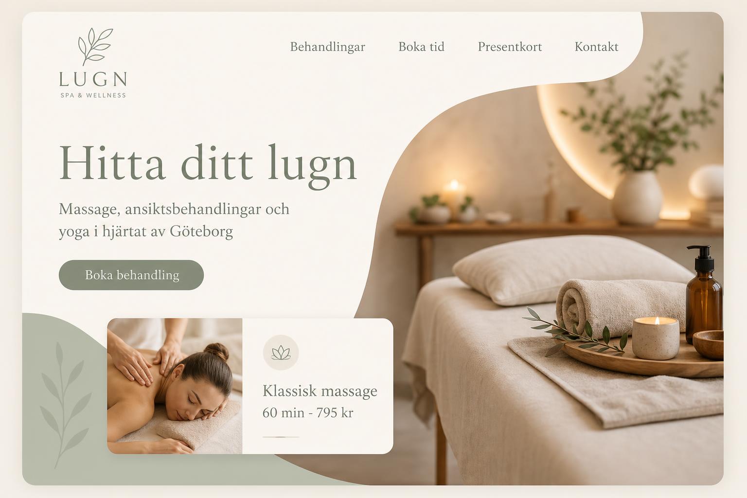 Lugn Våg — exempel på Hälsa & Wellness hemsida